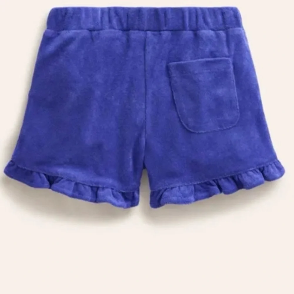 Mini Boden Frill Hem Toweling Shorts - Picture 2 of 7